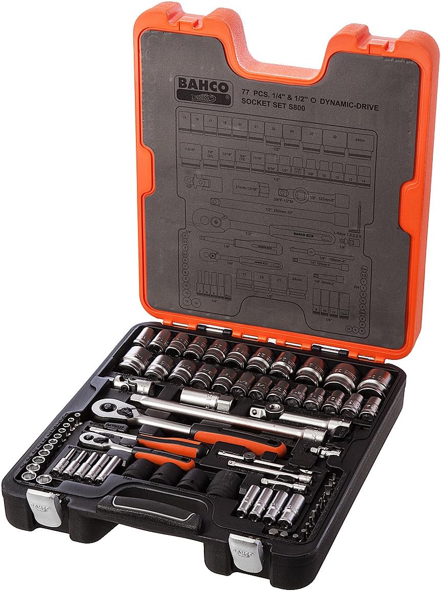 Bahco S138 Socket & Mechanical Set, Metric/AF 1/4", 3/8", 1/2" Drive