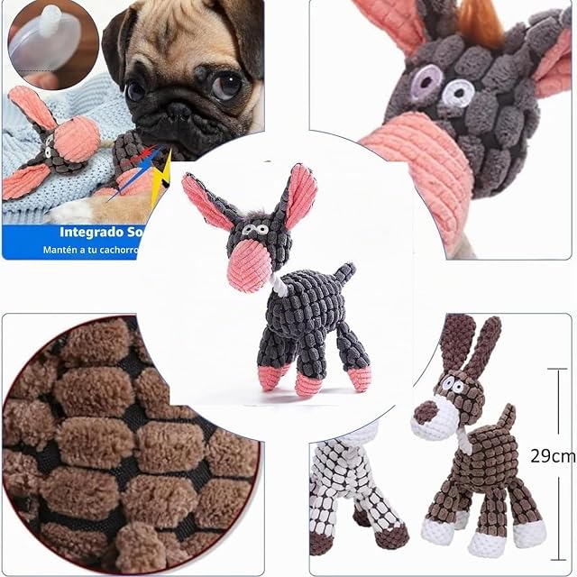Foto 5 de 7 de WANGHONGGOGO Juguete Suave de Burro para perr, Juguete chirriante para Perro, Juguete de Peluche para Mascota