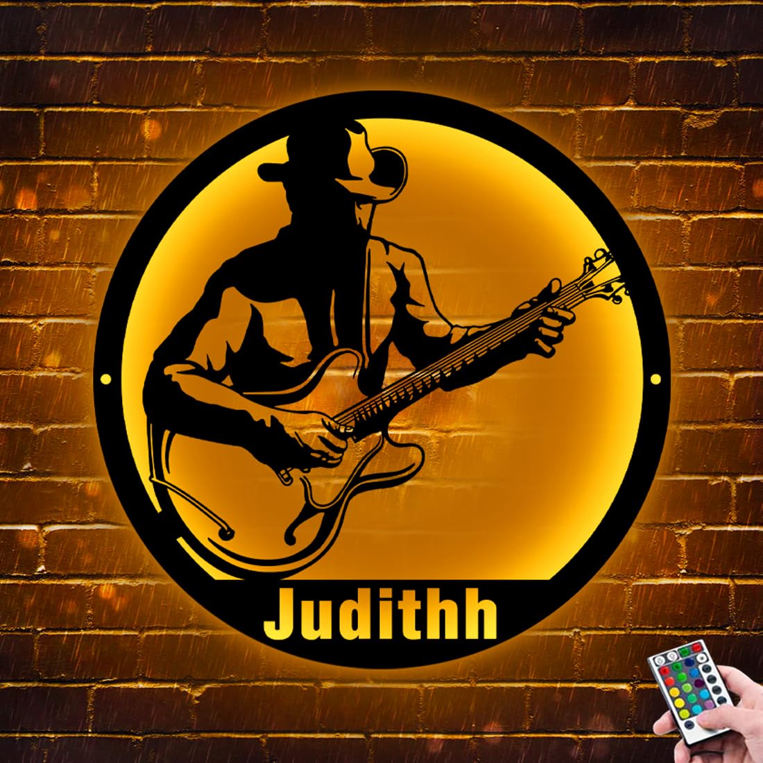 Personalized Guitarist Neon Sign for Wall Art, Custom Guitar Decor Lamp with Remote Control & 16 Color Changing Lights, Birthday Christmas Gifts for Music Lover Guitar Players (Style 10)