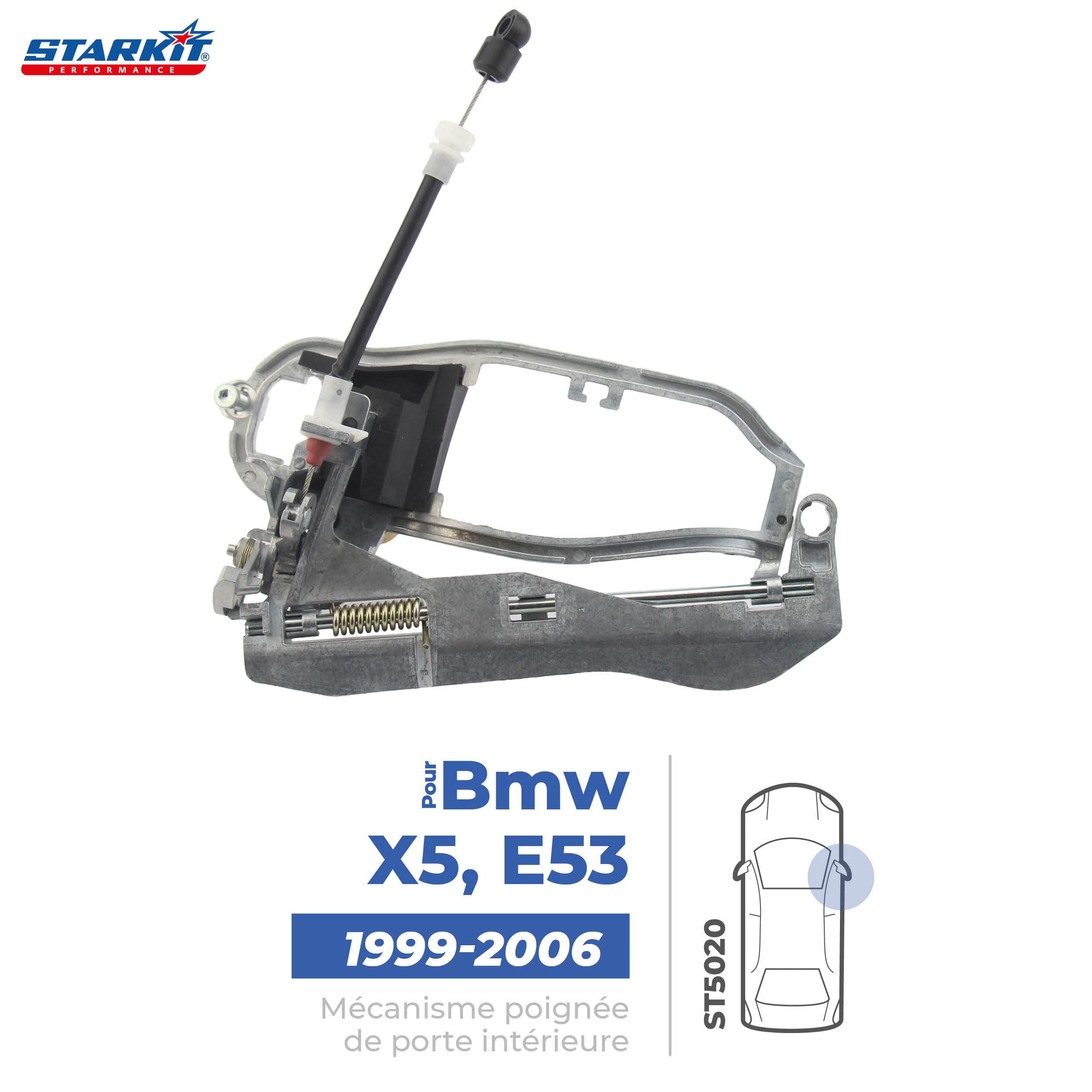 STARKIT PERFORMANCE Supporto maniglia porta compatibile per BMW X5 E53 (1999-2006) ANTERIORE DESTRO (lato passeggero) 51218243616 | 8243616
