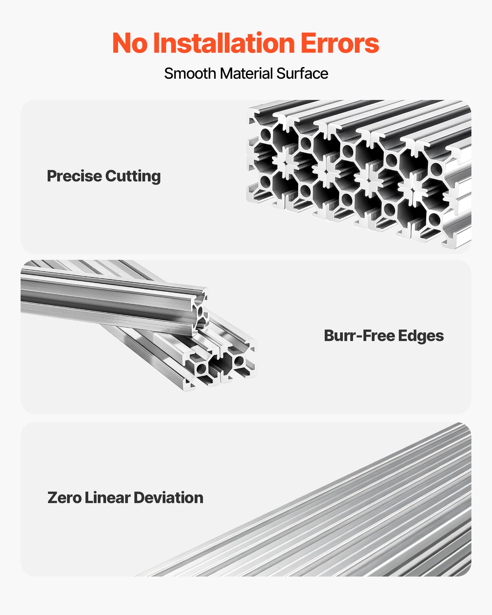 VEVOR 2020 Aluminium Profile 10 Stk. 122 cm, Eloxierte T-Nut-Aluprofile nach EU-Standard, Hochfestes Strangpressprofil, Aluminiumschiene für 3D-Druckerteile, CNC-DIY-Werkbänke und Montage, Silber