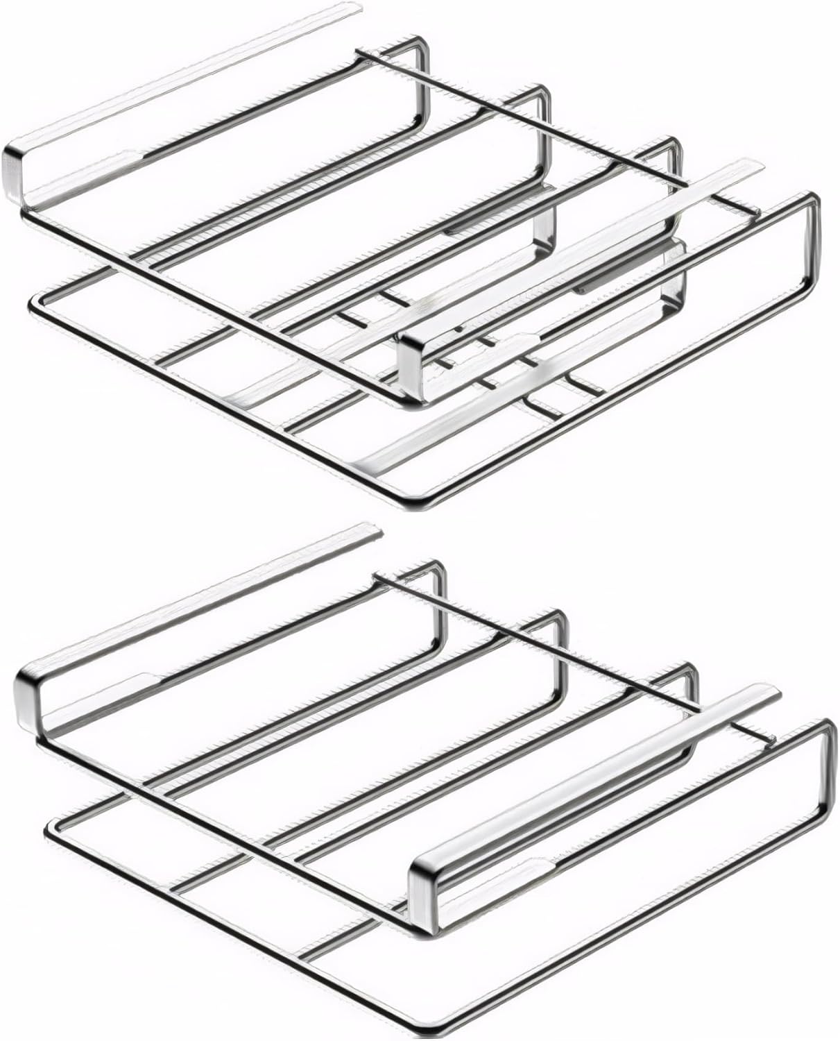Yeory Under Cabinet Cutting Board Holder Stainless Steel Polished Cutting Board Rack Punch-free Smooth Cutter Board Holder Vertical Horizontal Cutting Board Hanger, without Pan Lid Holder