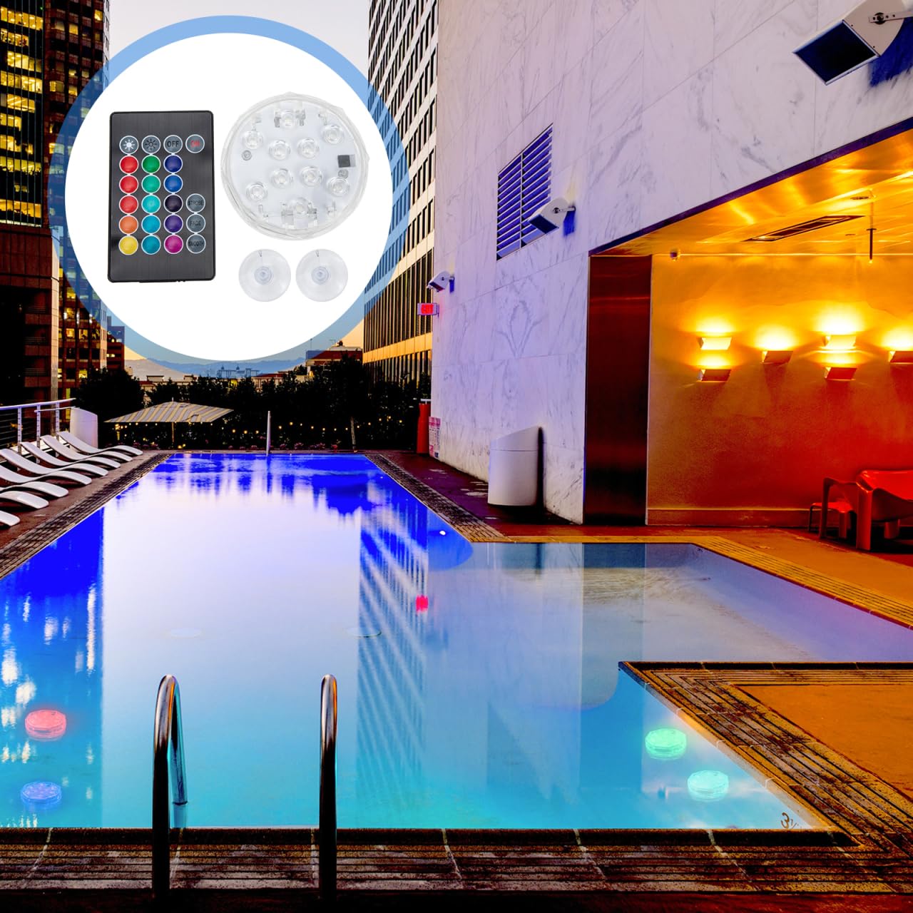 Yardwe Submersible Led Light Waterproof Underwater Pool Light with Remote Control 15 Color Options for Outdoor Pond Fountain and Above Ground Pool Lighting Compact 2.75 Inch Diameter - Image 2
