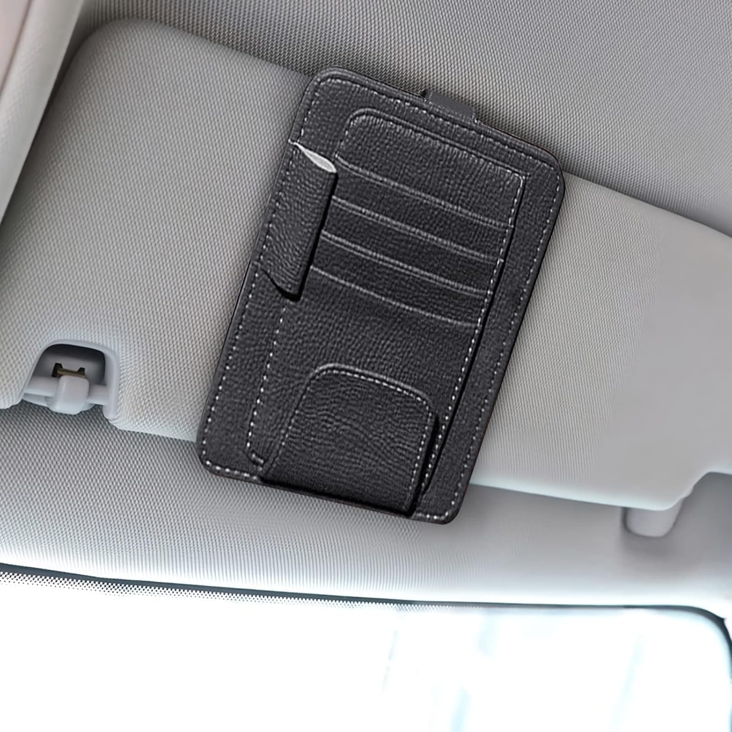 ZATOOTO Car Sun Visor Organizer Black, Sunglass Holder Pen Card Holder Pocket