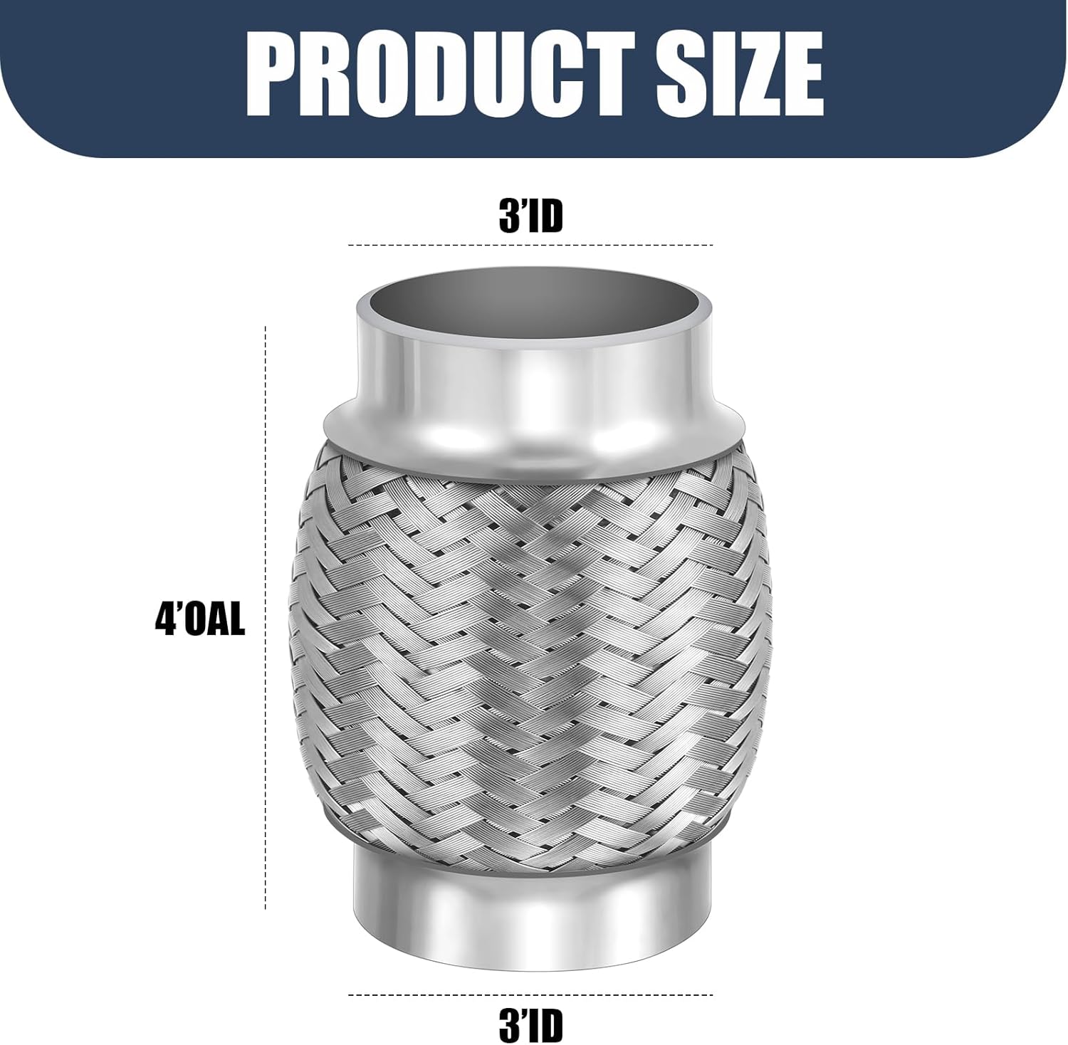 Yaocom 2pcs 3'' x 4'' Exhaust Pipe Stainless Steel Double Braid Long Exhaust Pipe for Heavy Duty and Cars