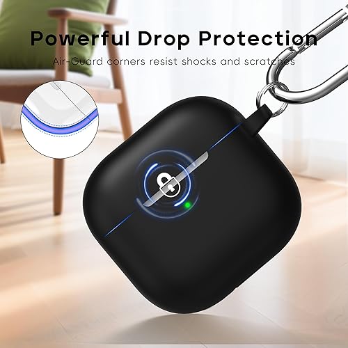 Miniatura 4 de RFUNGUANGO Funda protectora para AirPods de 4 generación, funda protectora de silicona suave para Apple AirPods de 4 generación con cuerda