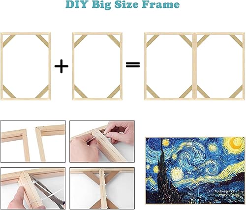 Miniatura 6 de YOKSAS Marco para pintura artística de diamante de 11.8 x 15.7 in, barras de lona de madera, kit de montaje de marco de lienzo de 9.8 x 13.8 pulgadas