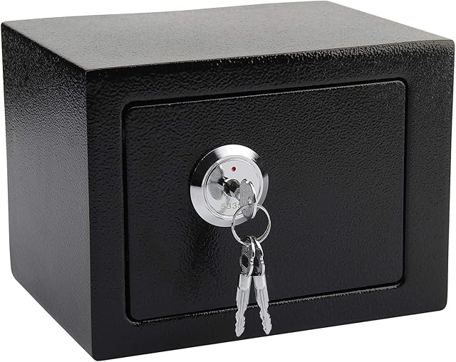 Shoze Safe Box 3 Keys lock High Security Cash Storage 23x17×17cm Safe Fire Retardant Homesafe Steel Construction Safe Box for Home Office