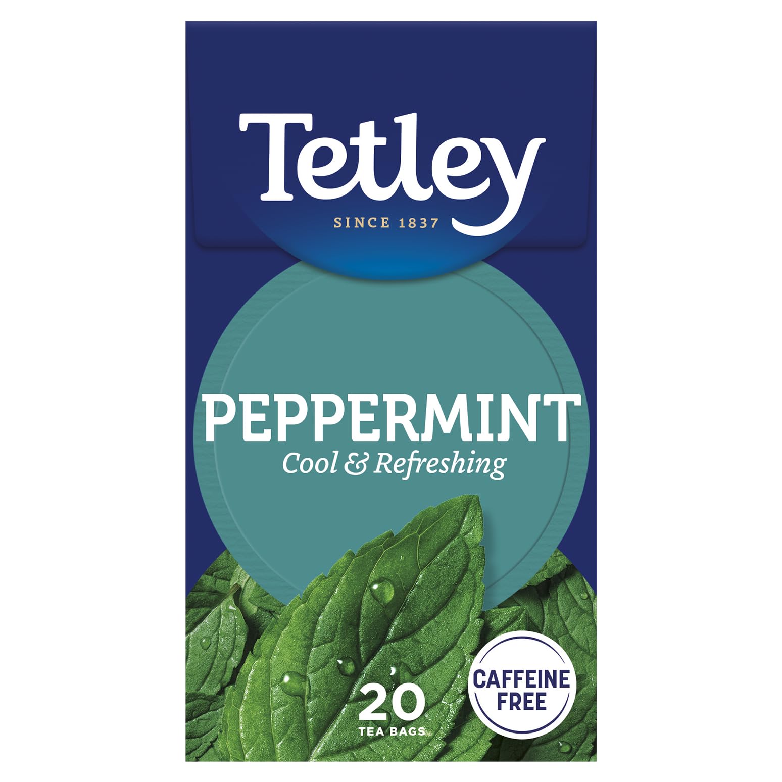 Tetley Fresh Mint Tea Bags - Refreshing Peppermint & Spearmint Blend - Naturally Caffeine-Free - Smooth & Cooling Herbal Infusion - Rainforest Alliance Certified - 20 Teabags (20 Pack)