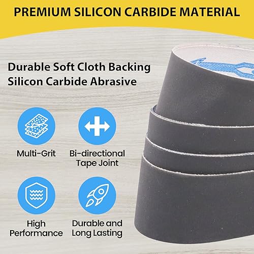 Miniatura 3 de 2 correas de lijado de 72 pulgadas, bandas de lijadora de carburo de silicio para afilar cuchillos, 2 unidades cada una de 400, 600, 800, 1000