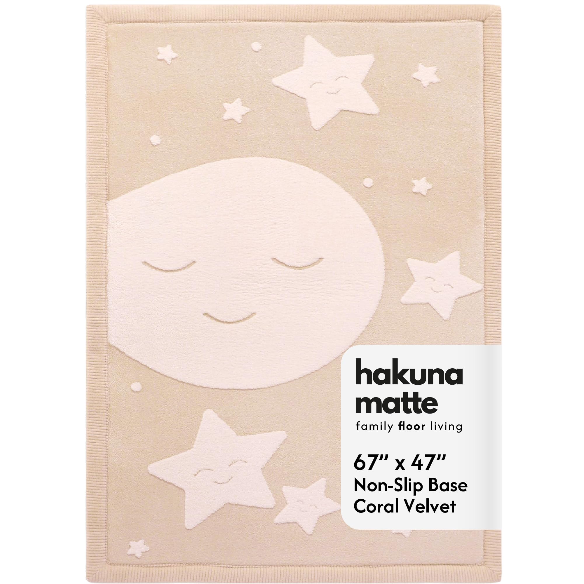 Hakuna Matte CloudRise Baby Play Mat for Floor 47" x 67" Moon &amp; Stars