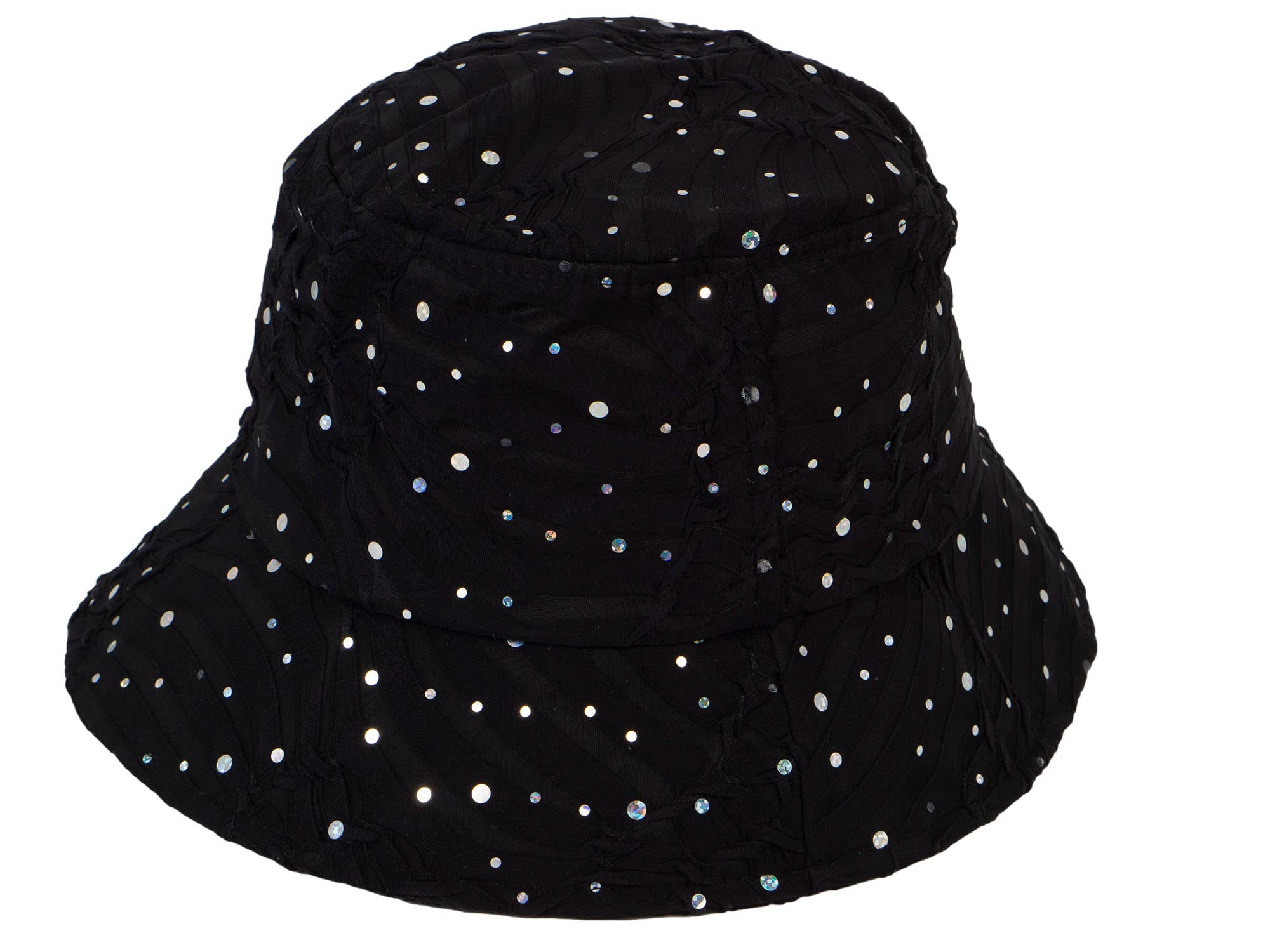 TOP HEADWEAR Womens Glitter Bucket Hat- Fashion Bling Sequin Hat, Black