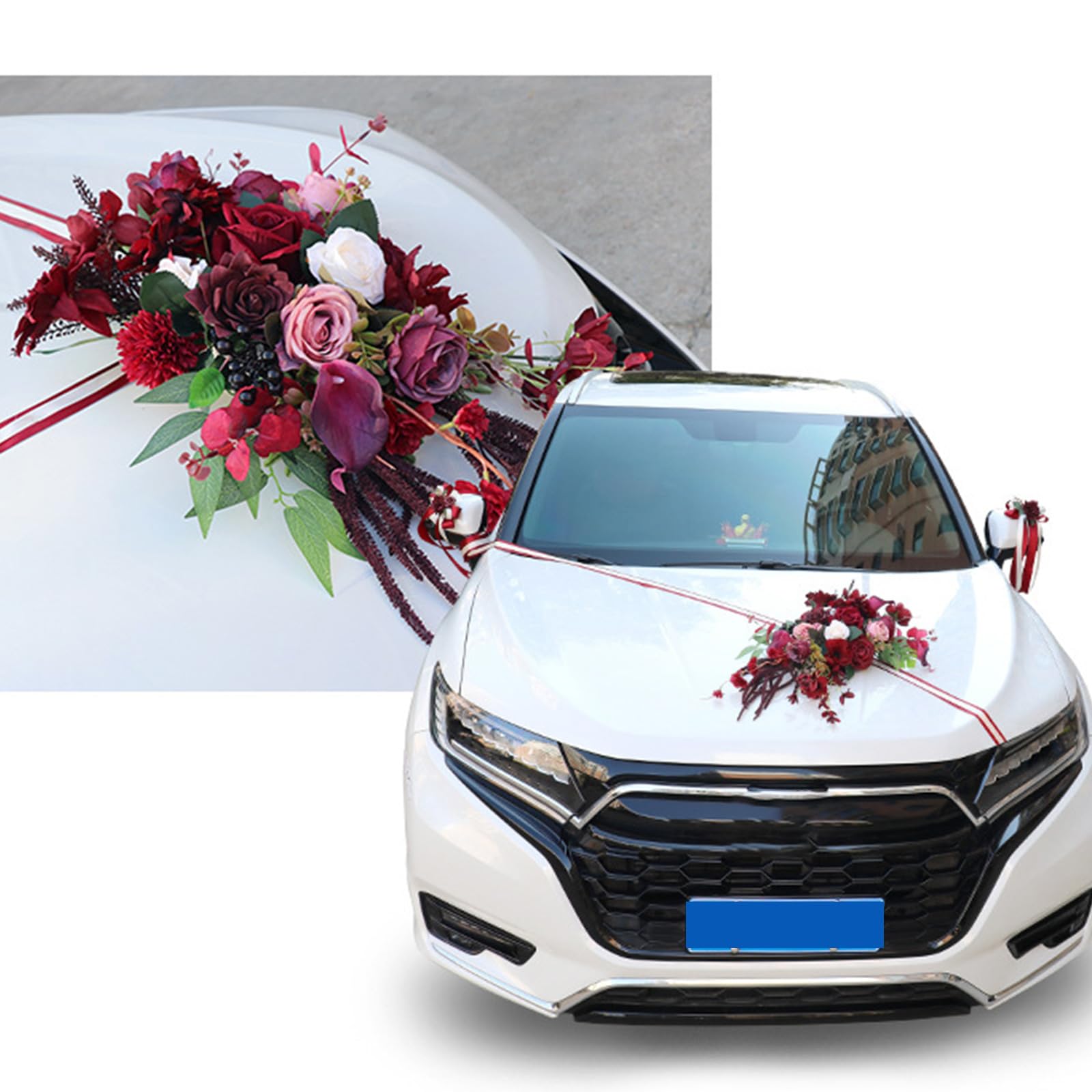 7-teiliges Kunstblumen-Set, Hochzeits-Auto-Dekoration, Stoffblumen für Romantiker, Hochzeitsatmosphären, Auto-Dekorationen