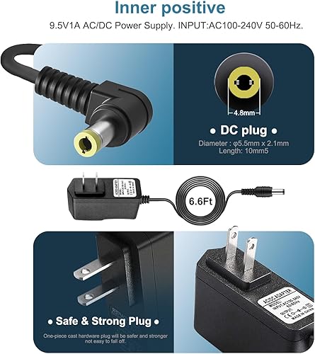 Miniatura 2 de Adaptador de corriente de teclado Casio de 9.5 V CC - Compatible con teclados Casio ADE95100LU, LK-135, WK-225, CTK-2500, CTK-2400, CTK-2550,