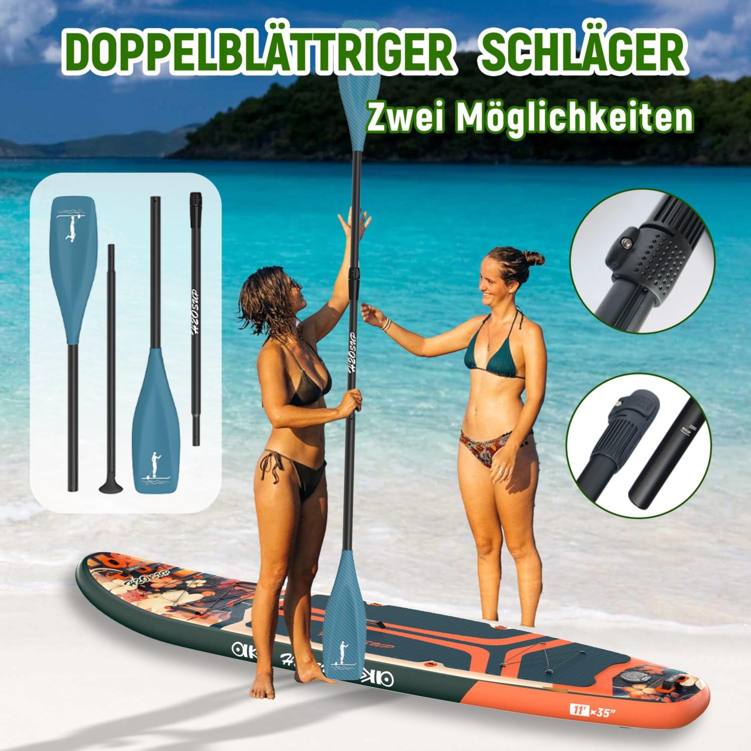 Tablas de remo inflables, extra anchas para principiantes, tabla de surf de pie súper estable con accesorios de primera calidad, 15 anillos en D, 5 asas, soporte de cámara, jóvenes y adultos