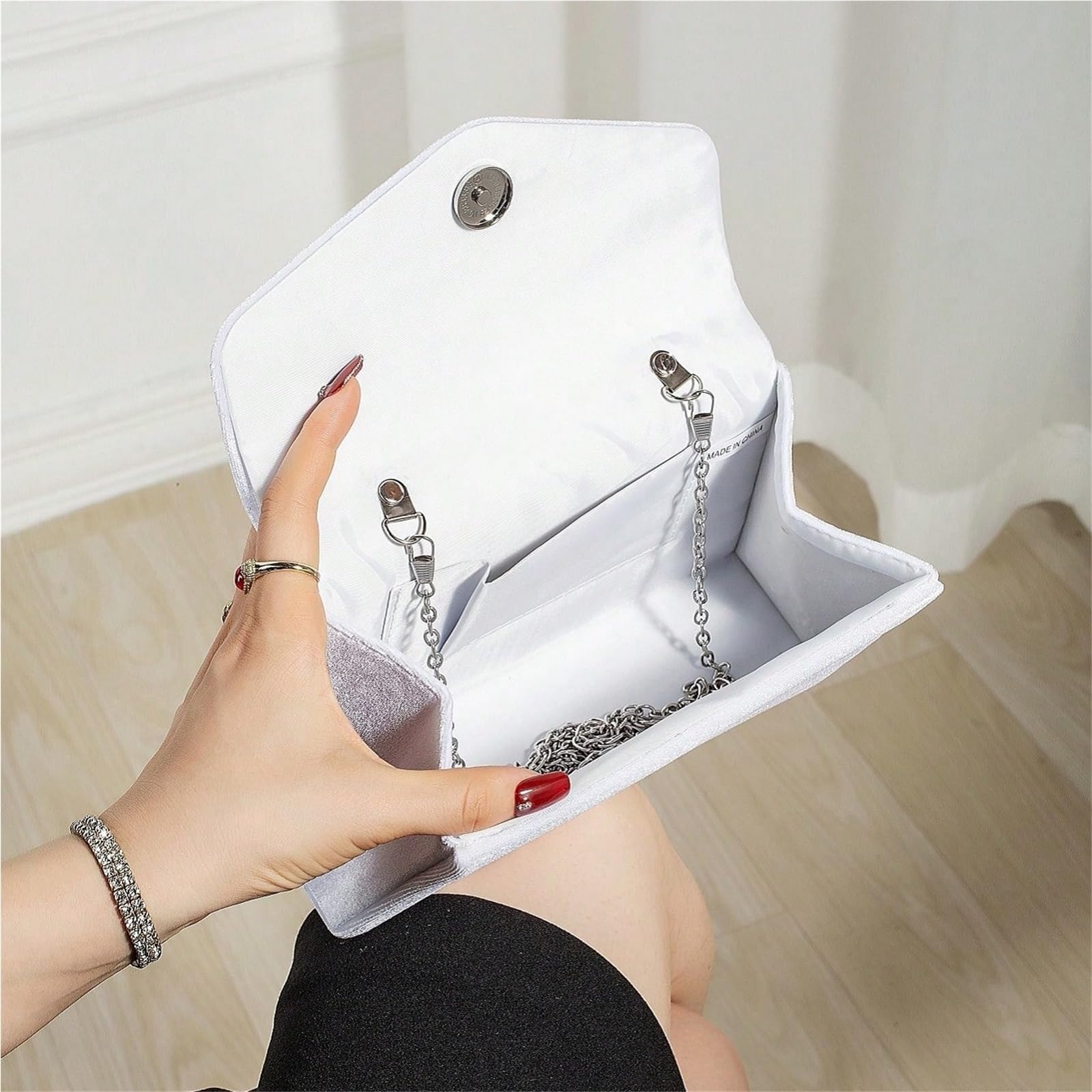 Borse Con Strass Borsa elegante e alla moda, graziosa pochette in velluto con nappa, borsa for ragazze festaiole, donna, adatta for feste, balli studenteschi, banchetti