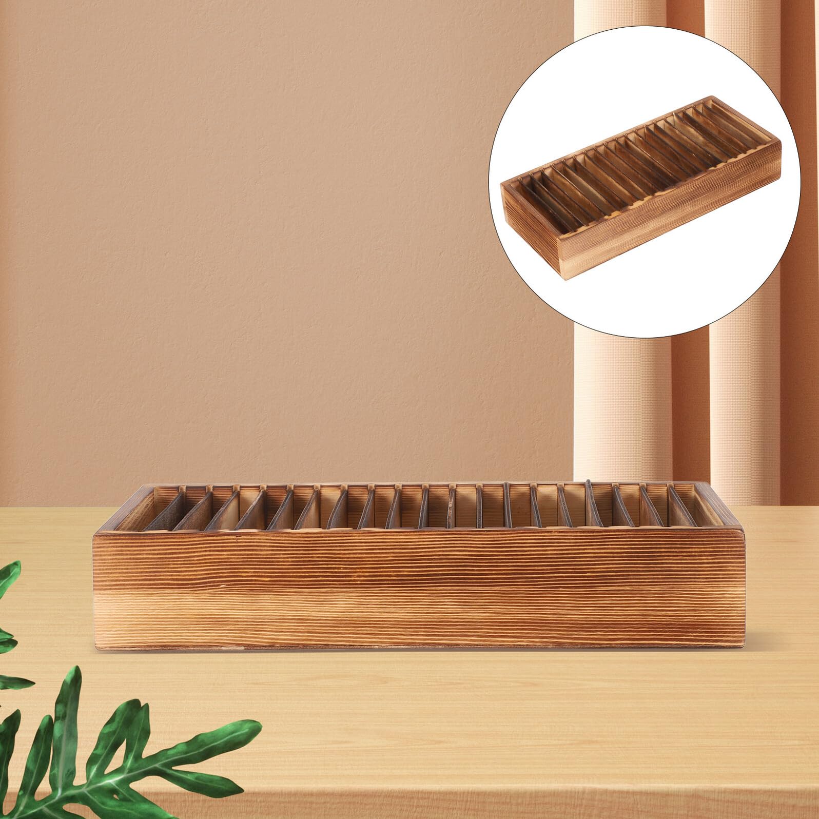 Visitenkartenbox aus Holz mit Herausnehmbaren Fächern für Schreibtisch Karteikartenbox aus Massivholz als Visitenkartenhalter und Aufbewahrungsbox für Büro und Zuhause