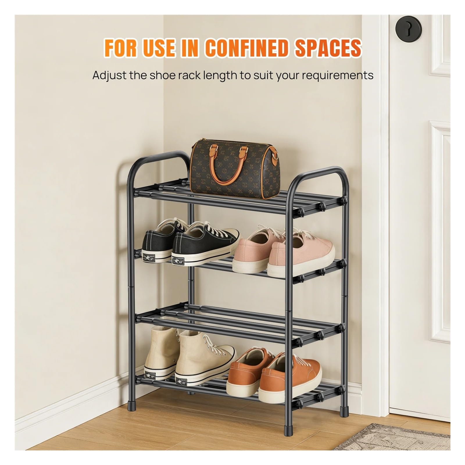 Expandable 2/3/4 Tier Shoe Rack Adjustable Metal Closet