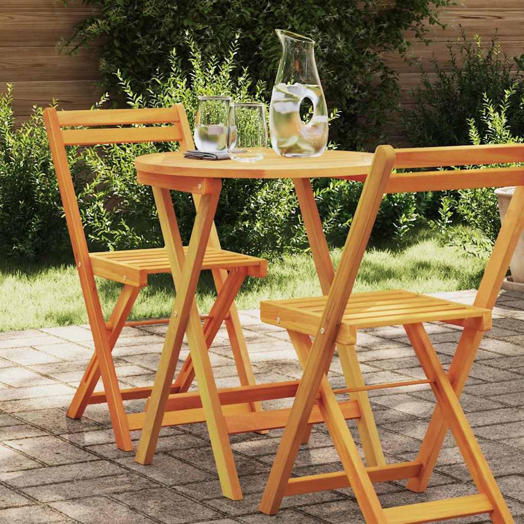 vidaXL Mesa de Jardín Plegable Redonda Ø60 x 72cm de Madera Sólida de Acacia, Ideal para el Exterior, Diseño Moderno, Acabado Suave y Brillante, Ahorra Espacio, Cenas o Cafés. Mueble P