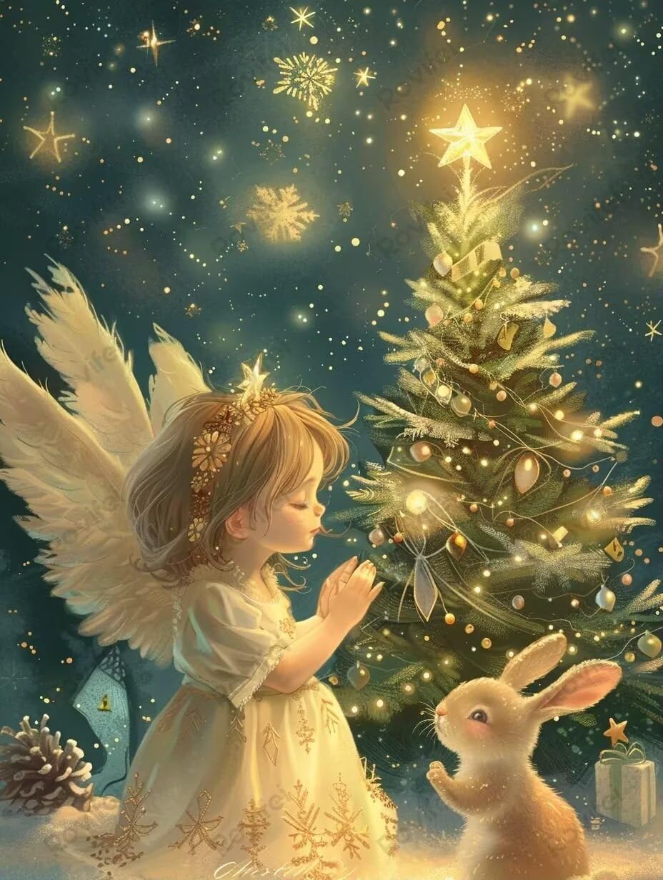 DIY Christmas Diamond Painting,Christmas Angel Wishing Diamond Art