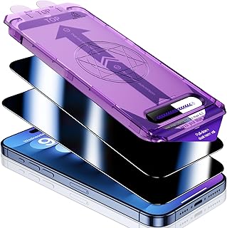 UniqueMe Compatible with iPhone 15 Pro Max Privacy Screen Protector, [Automatic Dust Removal] 9H Full Coverage Screen Tempered Glass Anti-Spy Bubble Free Case Friendly,2 Pack