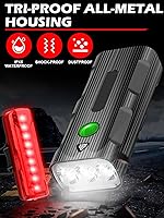 Vista 7 de Luces de bicicleta delanteras y traseras, juego de luces LED recargables para bicicleta de noche, 5+5 modos de iluminación, IPX5 impermeable, USB