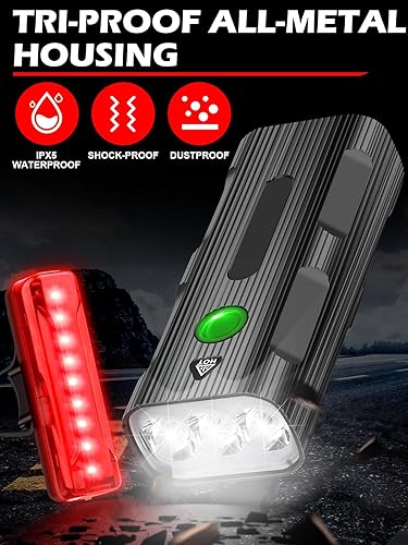 Miniatura 7 de Luces de bicicleta delanteras y traseras, juego de luces LED recargables para bicicleta de noche, 5+5 modos de iluminación, IPX5 impermeable, USB