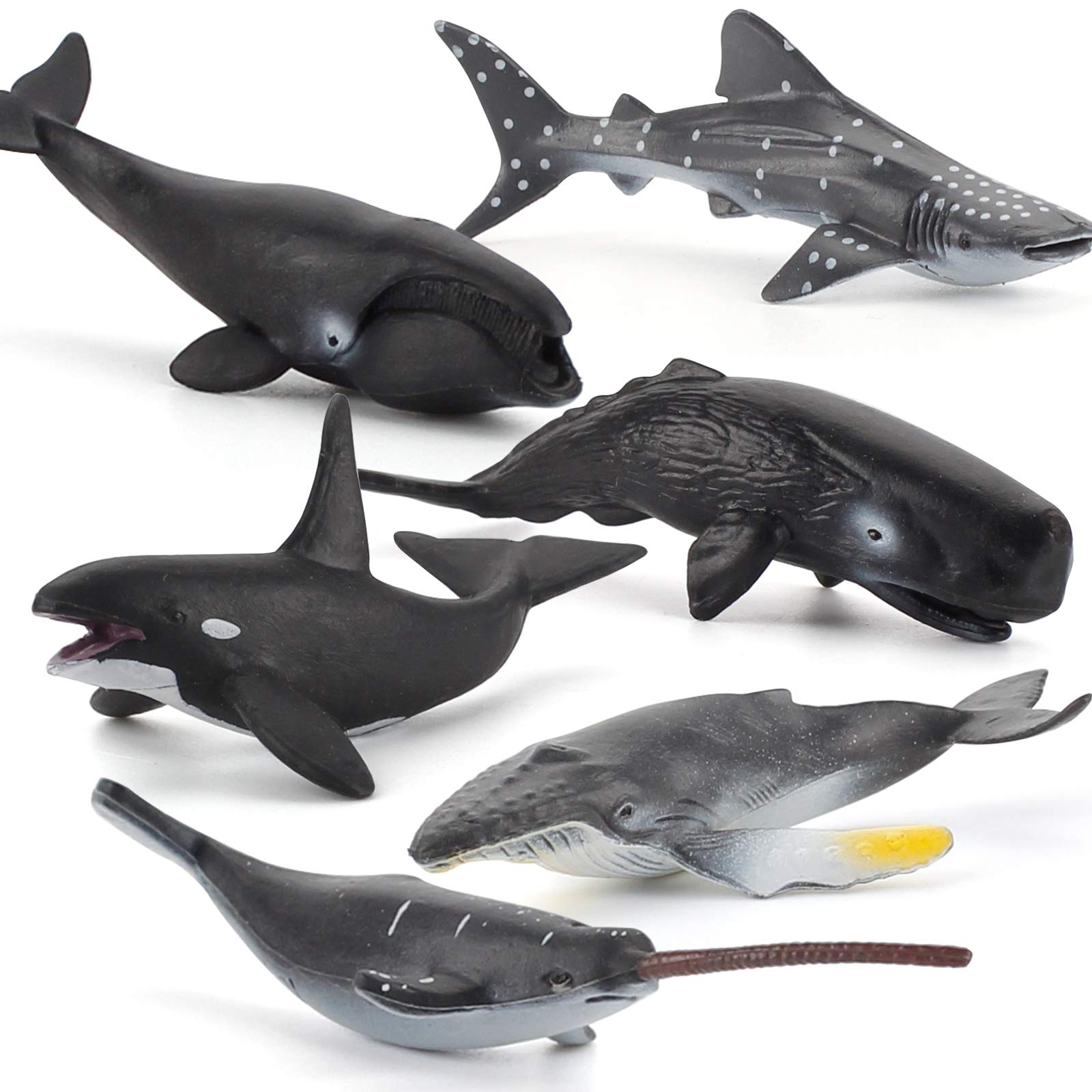 Fantarea 6 PCS Realistic Mini Sea Marine Animal Figures Ocean Creatures Action Models Figurine Whale Ornament Education Cognitive Toy for Boys Girls Kid