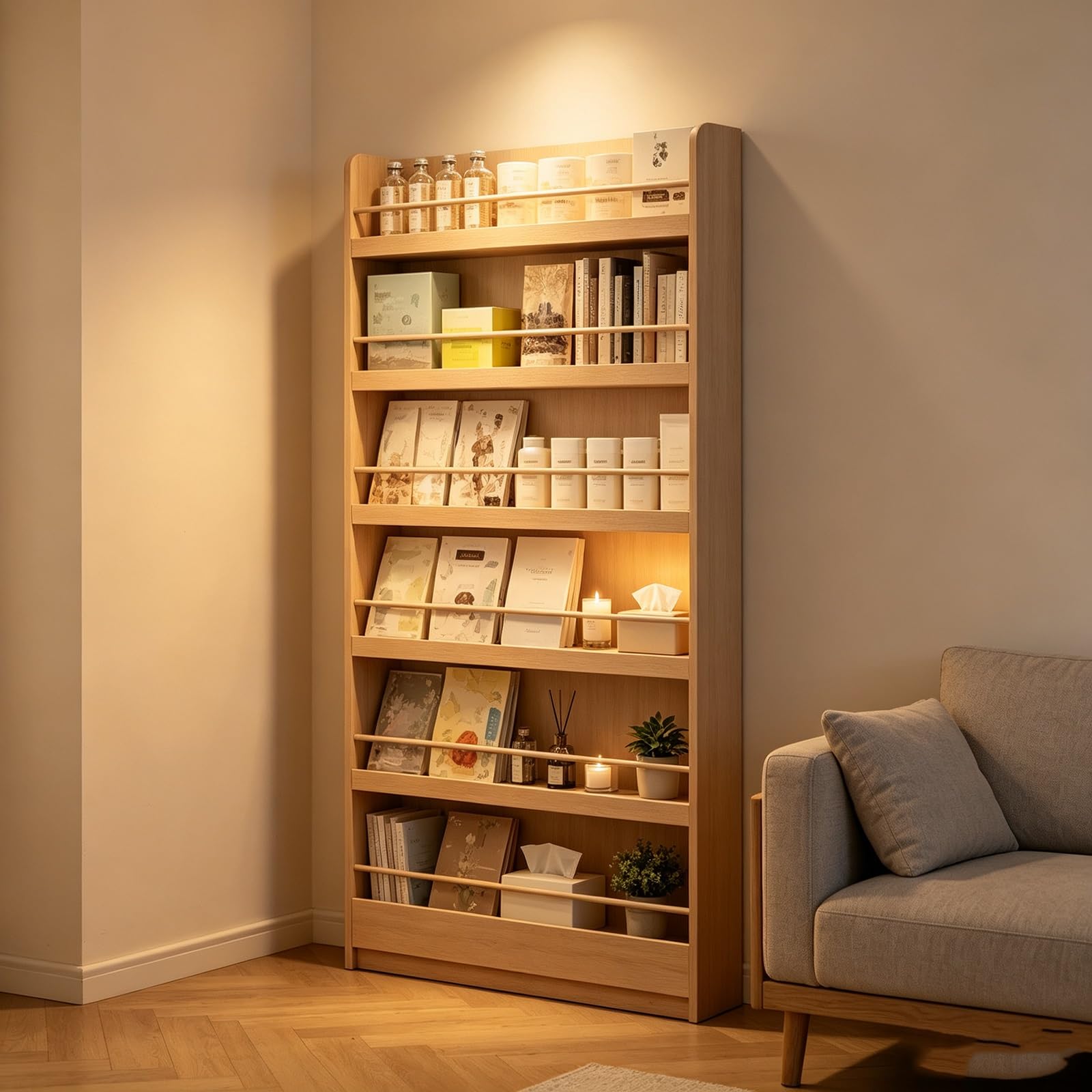 LCNDKF Freestanding Wooden Display Organizer