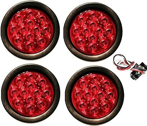 Juego de 4 luces LED redondas AutoSmart KL-25108RK de 4 pulgadas para remolque de camión