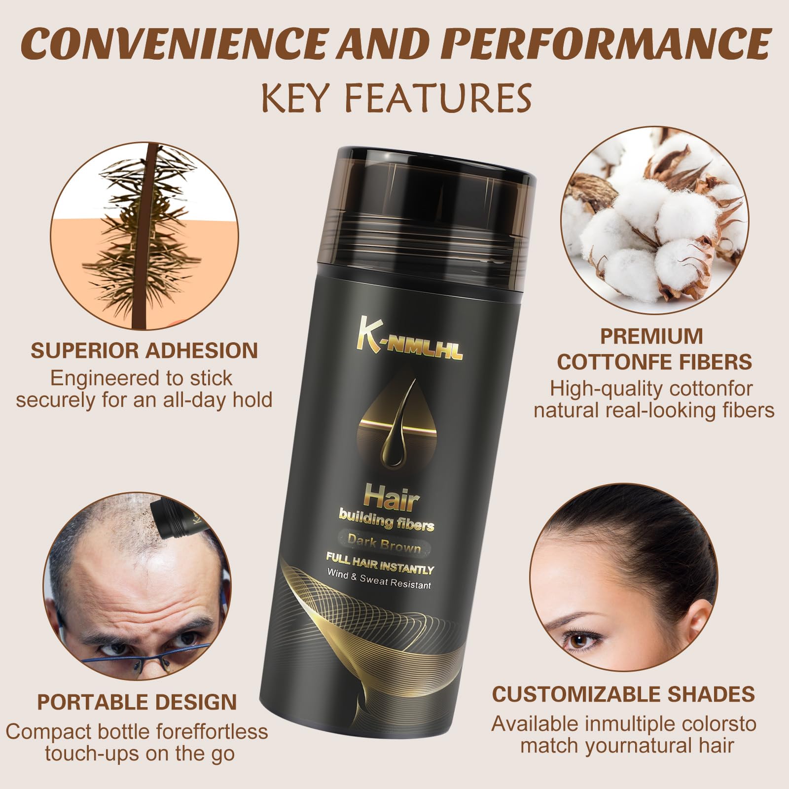 Natural Instant Hair Fibres Thickening with Keratin,Hair Filler-Bald Patch Cover & Thinning Hair Concealer - Image 2