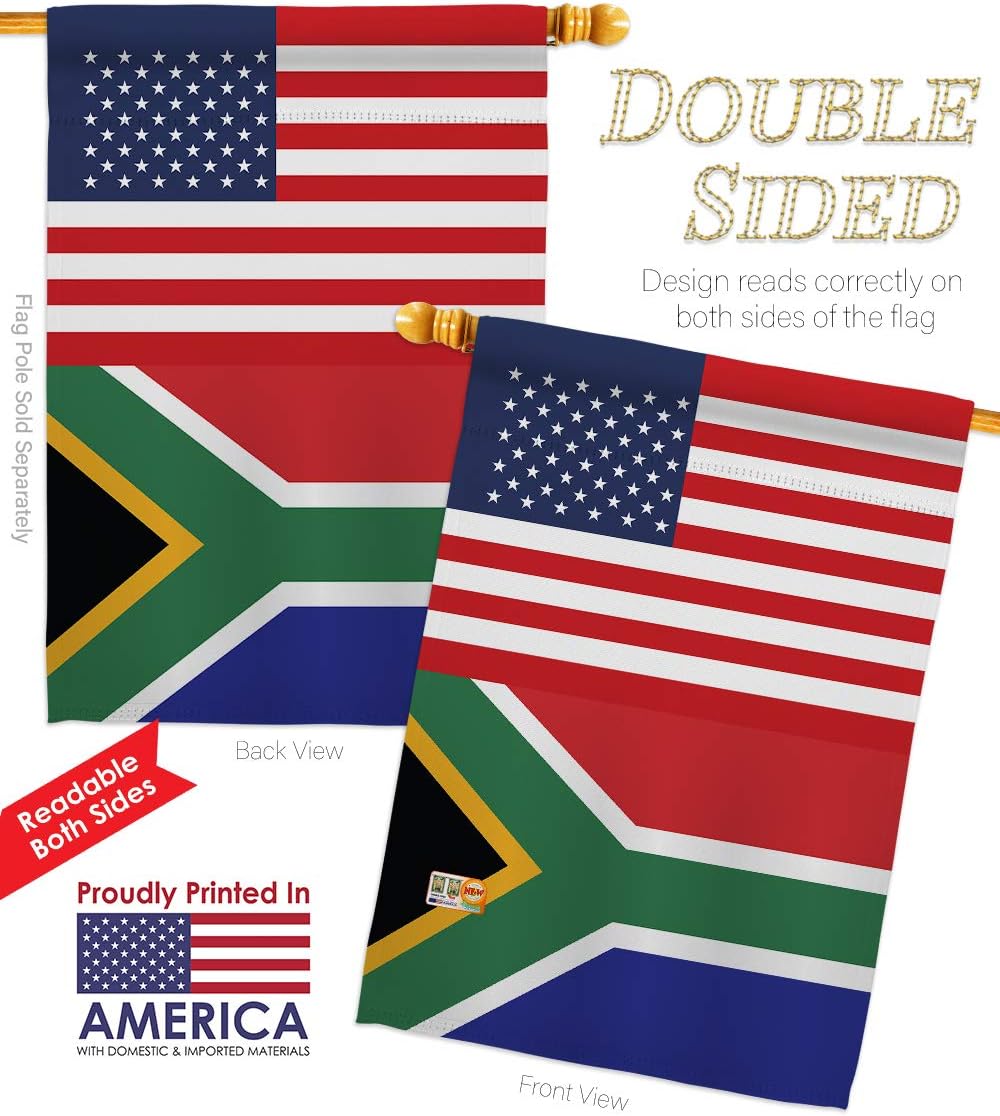 South Africa US Friendship House Flag Regional USA American Alliance World Country Particular Area Small Decorative Gift Yard Banner Double-Sided Made In 28 X 40