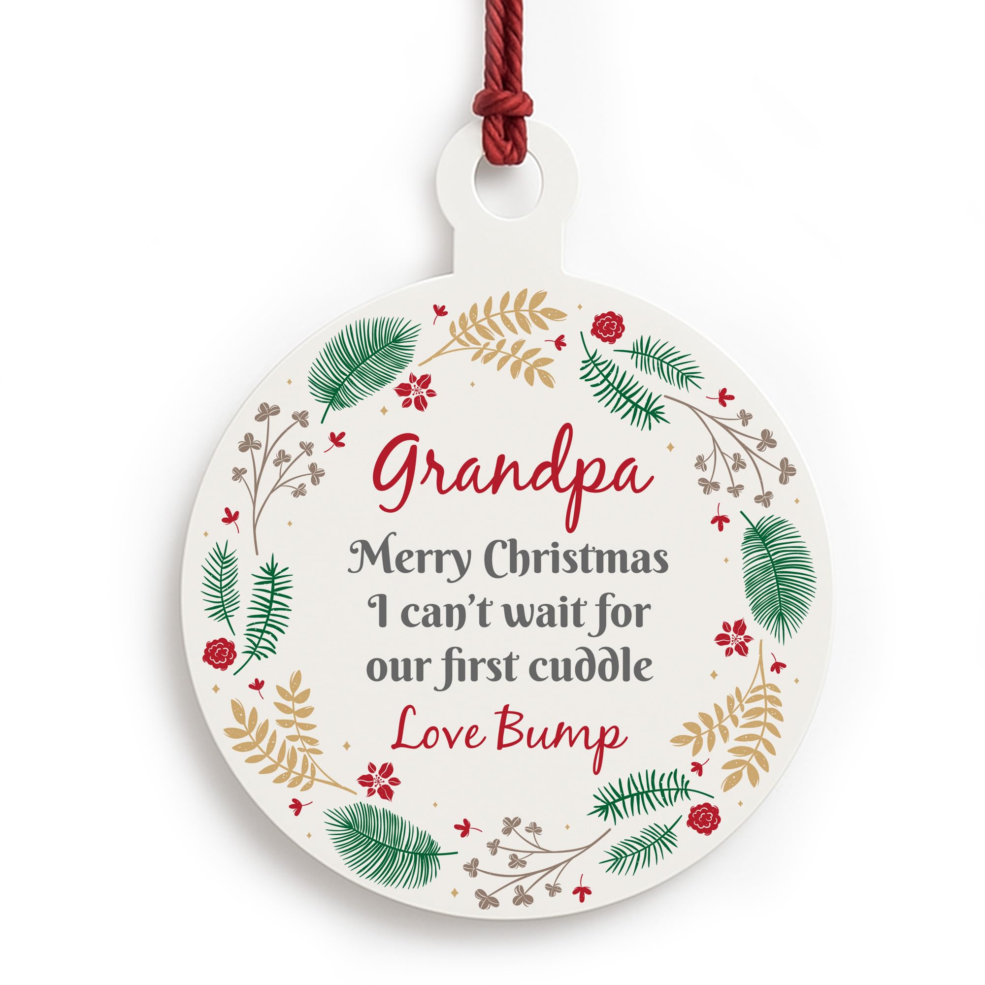 Red Ocean Merry Christmas Grandpa To Be From Bump Acrylic Bauble For New Grandpa Christmas Tree Decoration Baby Bump Beautiful Keepsake