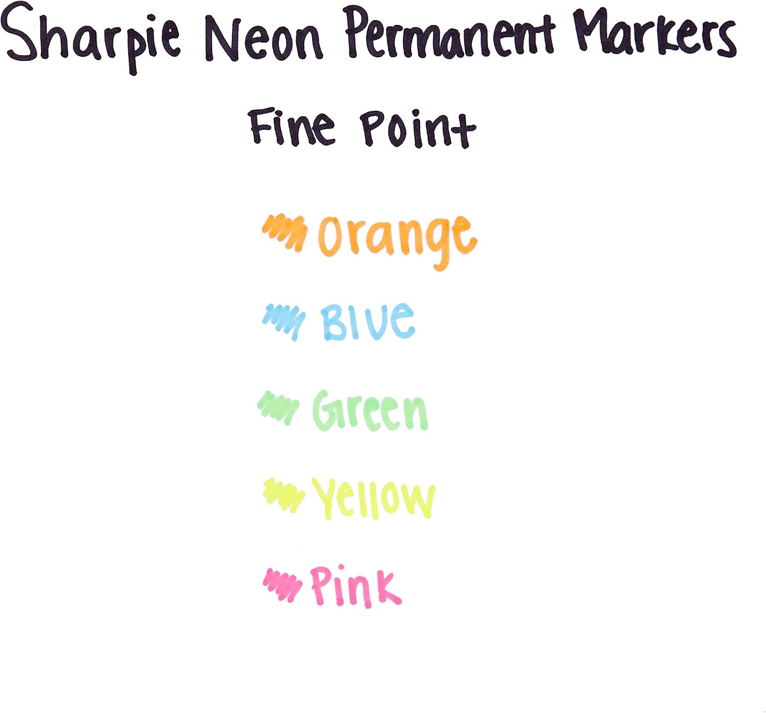 Sharpie Fine Neon Permanent Marker - Assorted Colours, Pack of 5