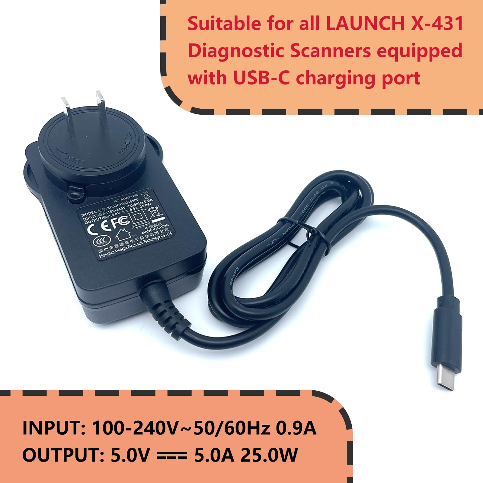 Amazon.com: LAUNCH Original Type C Charger for X-431 Diagnostic