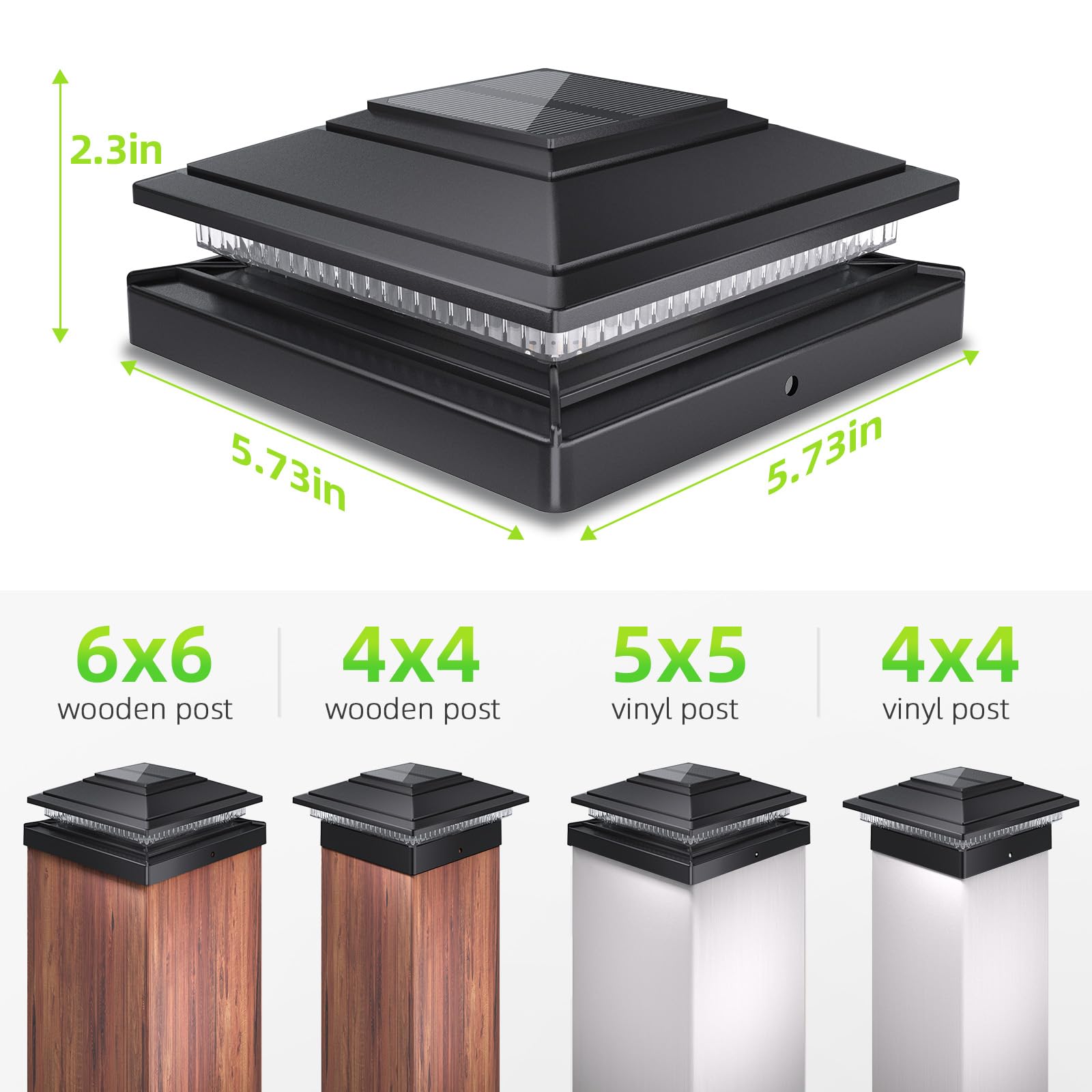 Solar Post Lights Outdoor Glass LED Fence Cap Light 2 Modes For - View #3