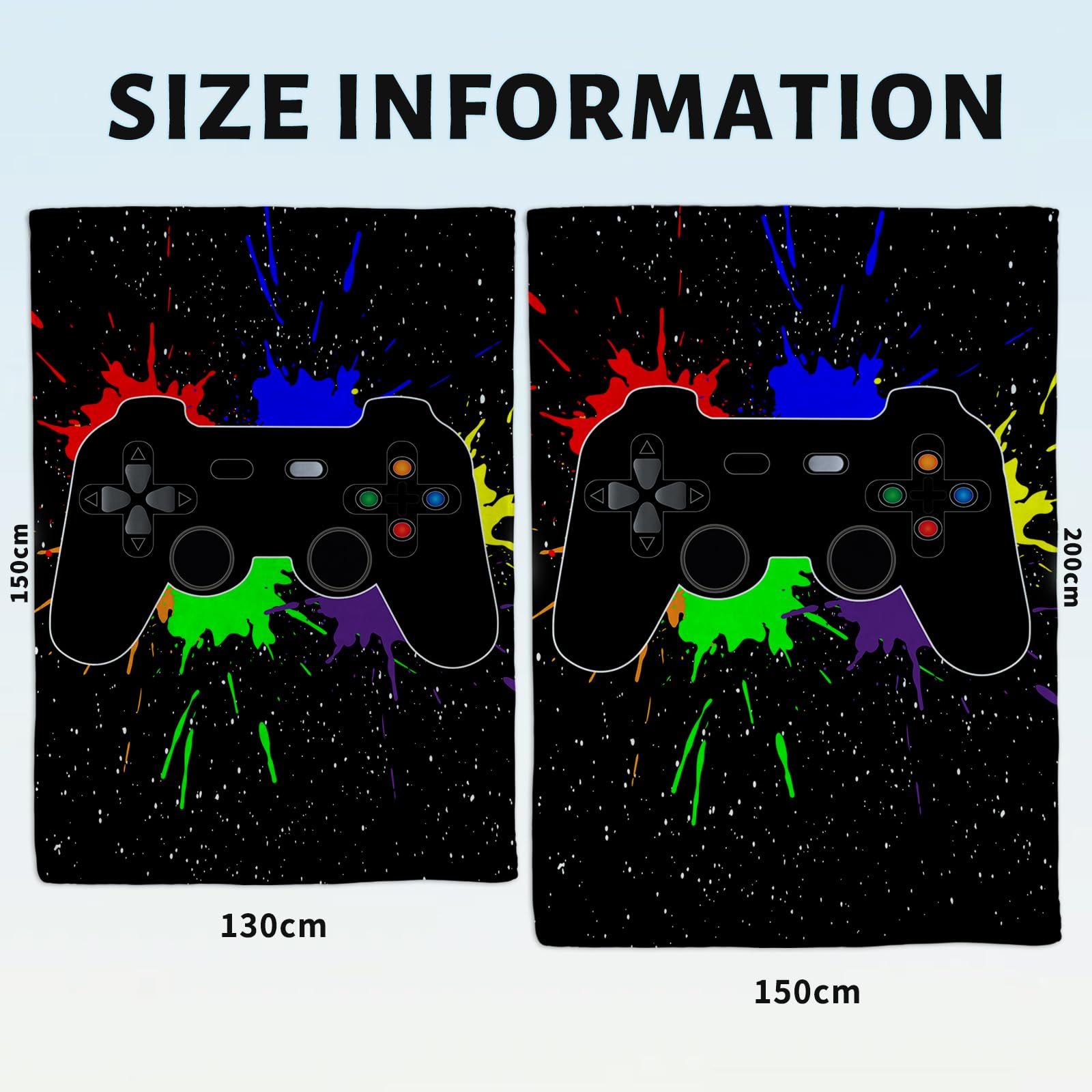 Manta de franela para videojuegos, cálida y mullida, para niños, manta de franela de microfibra, para decoración de habitaciones (Gamepad B, 150 x 200 cm)