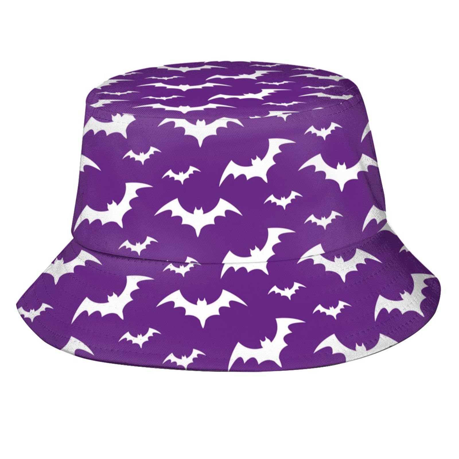 Funny Halloween Pumpkin and Bats Bucket Hat Packable Unisex Outdoor Travel Fashion for Women Men Girls Boys, Halloween Bats 01, One size