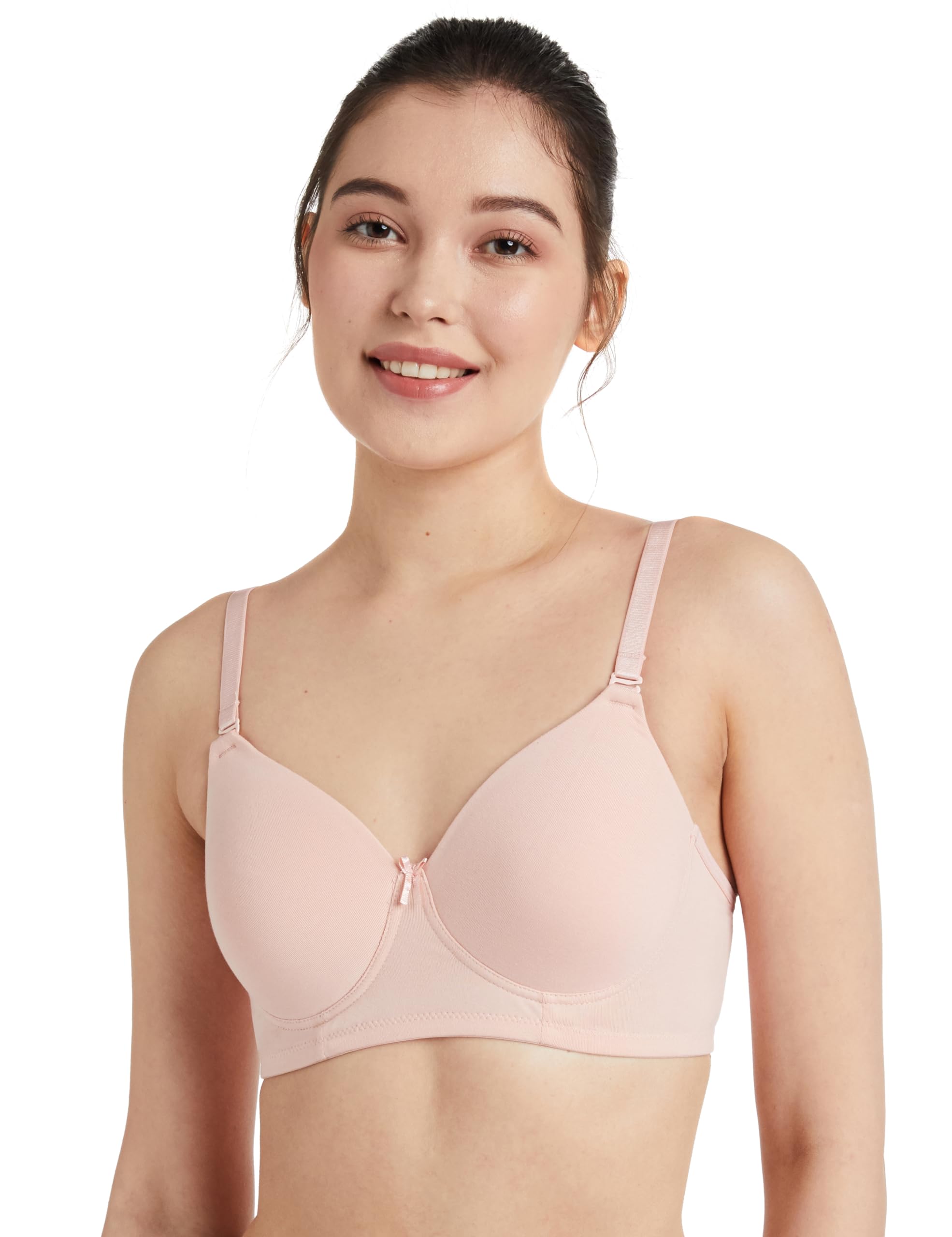 amazon brand - symbol Wire Free Pack of 1 T-Shirt Bra for Womens | Medium Coverage | Padded |Non Wired |Seamless Cups | Cotton Strech-picture-49