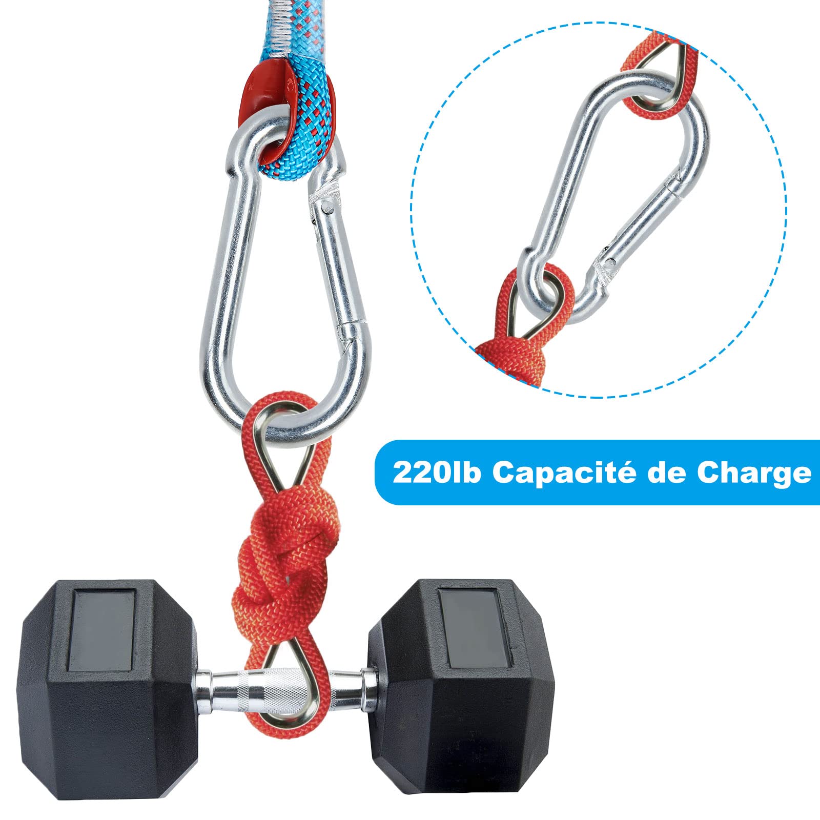 SENENQU M5 Mousqueton Acier Galvanisé, 60 PCS Mousqueton de Fixation pour Charges Lourdes - Capacité de Charge de 100 kg/220 LB, Crochet Mousquetons Balancoire - 50mm x φ5 mm