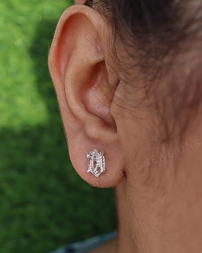 Miniatura 4 de Raw Herkimer Diamond Studs  4-Prong Herkimer Diamond Earrings  Handmade Jewelry  Sterling Silver 925