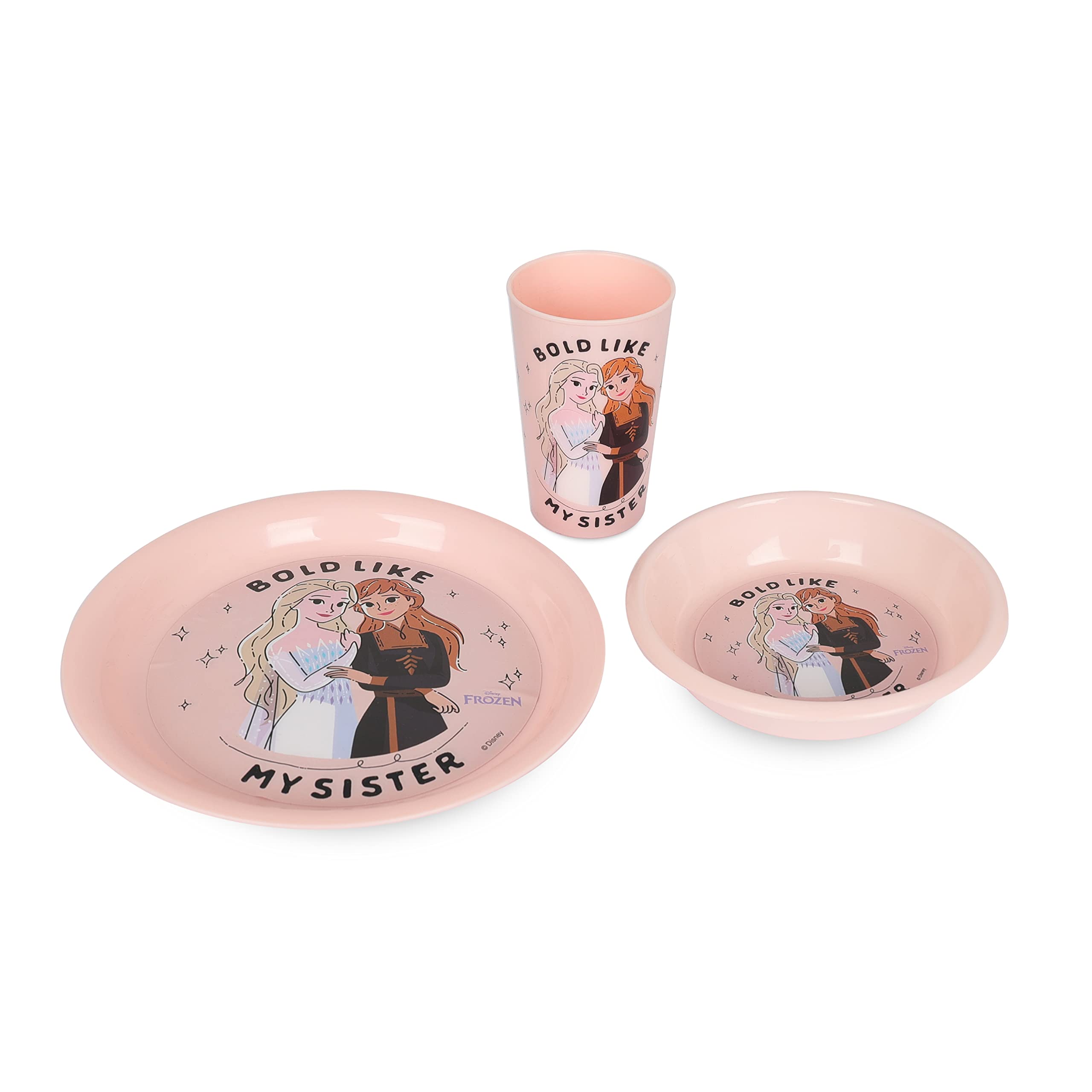 Disney Frozen Dinnerware | Set Includes Plate, Bowl, and a Tumbler | Made of Durable Material and Perfect for Kids | 3 pcs (Official Disney Product)