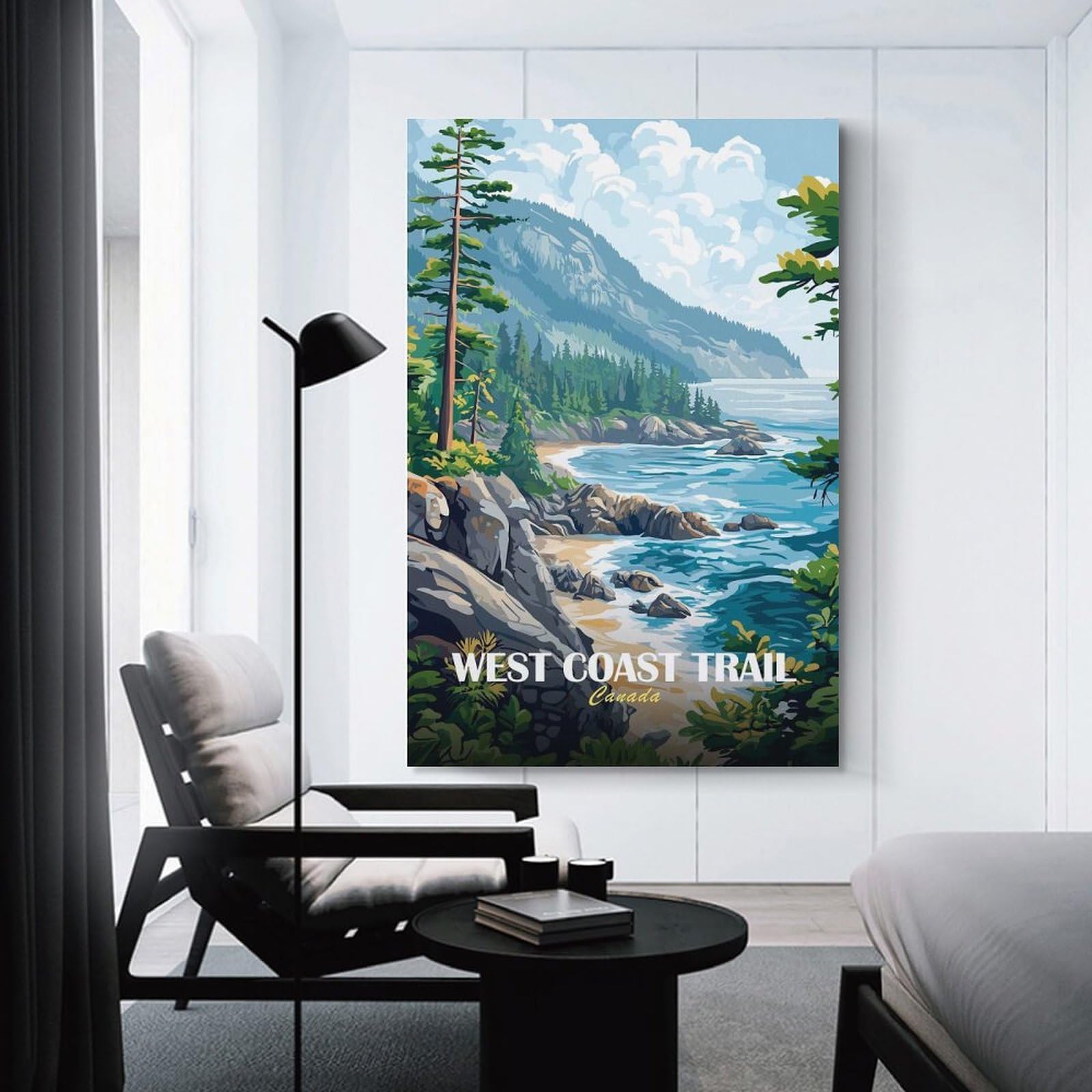 Junmoney West Coast Trail Canada Landscape Painting Wall Art Print, 24x36inch(60x90cm), for Bedroom Decor, Cosy Corners Or Studios, Canvas Wall Decor for Personal Spaces
