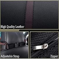 Vista 3 de ZHONGLI Almohada de cuello de coche Almohada de viaje de cuero PU para reposacabezas Soporte de cuello para asiento de coche (negro)