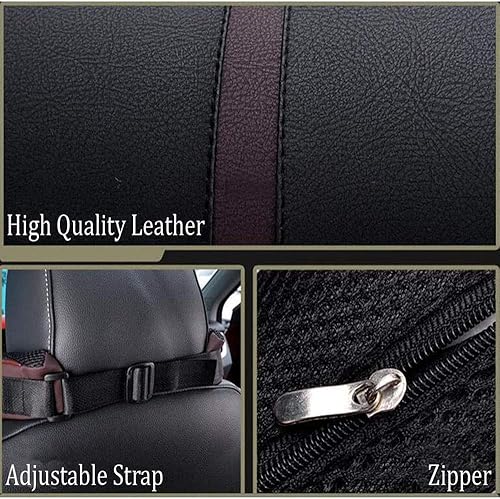 Miniatura 3 de ZHONGLI Almohada de cuello de coche Almohada de viaje de cuero PU para reposacabezas Soporte de cuello para asiento de coche (negro)