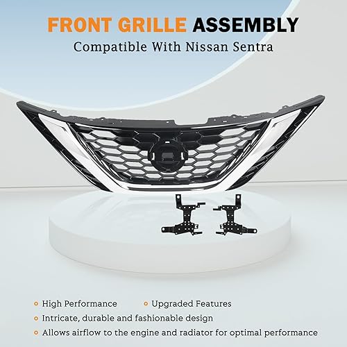 Vista 6 de KARPAL Conjunto de Parrilla de Rejilla Superior Delantera Compatible con Nissan Sentra 2016-2019 62310-3YU0A