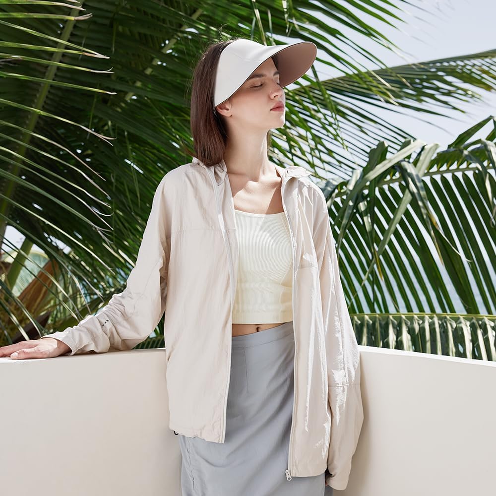 Sun Visors for Women Wide Brim Summer UV Protection Foldable Sun Hat UPF 50+ Beach Cap SNH5M133T - Image 6