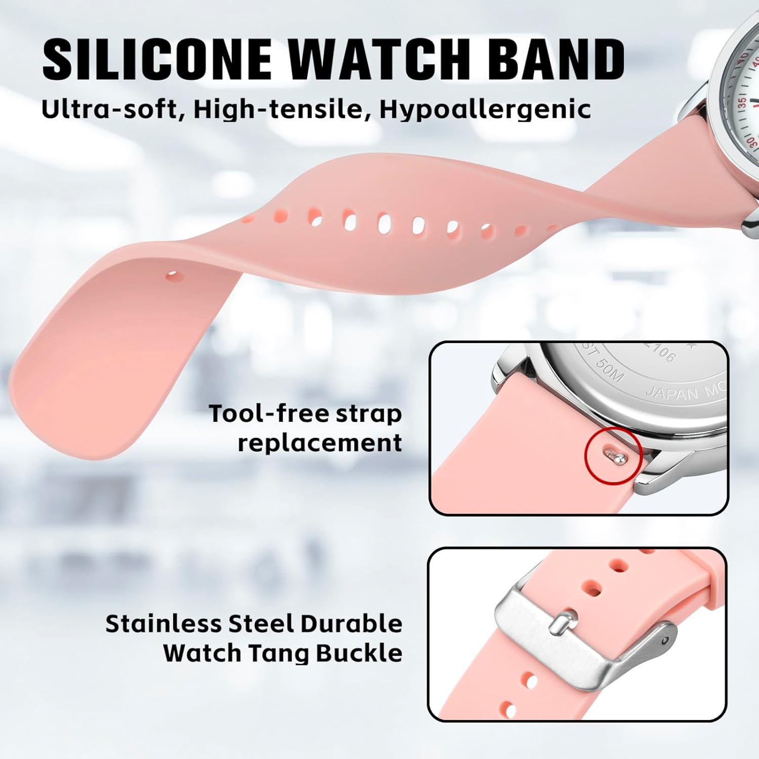 PINDOWS Watches for Women, Analog Quartz Ladies Watches for Students Women and Men, 30M Waterproof Military Time Luminous Easy-Read Dial - Image 6