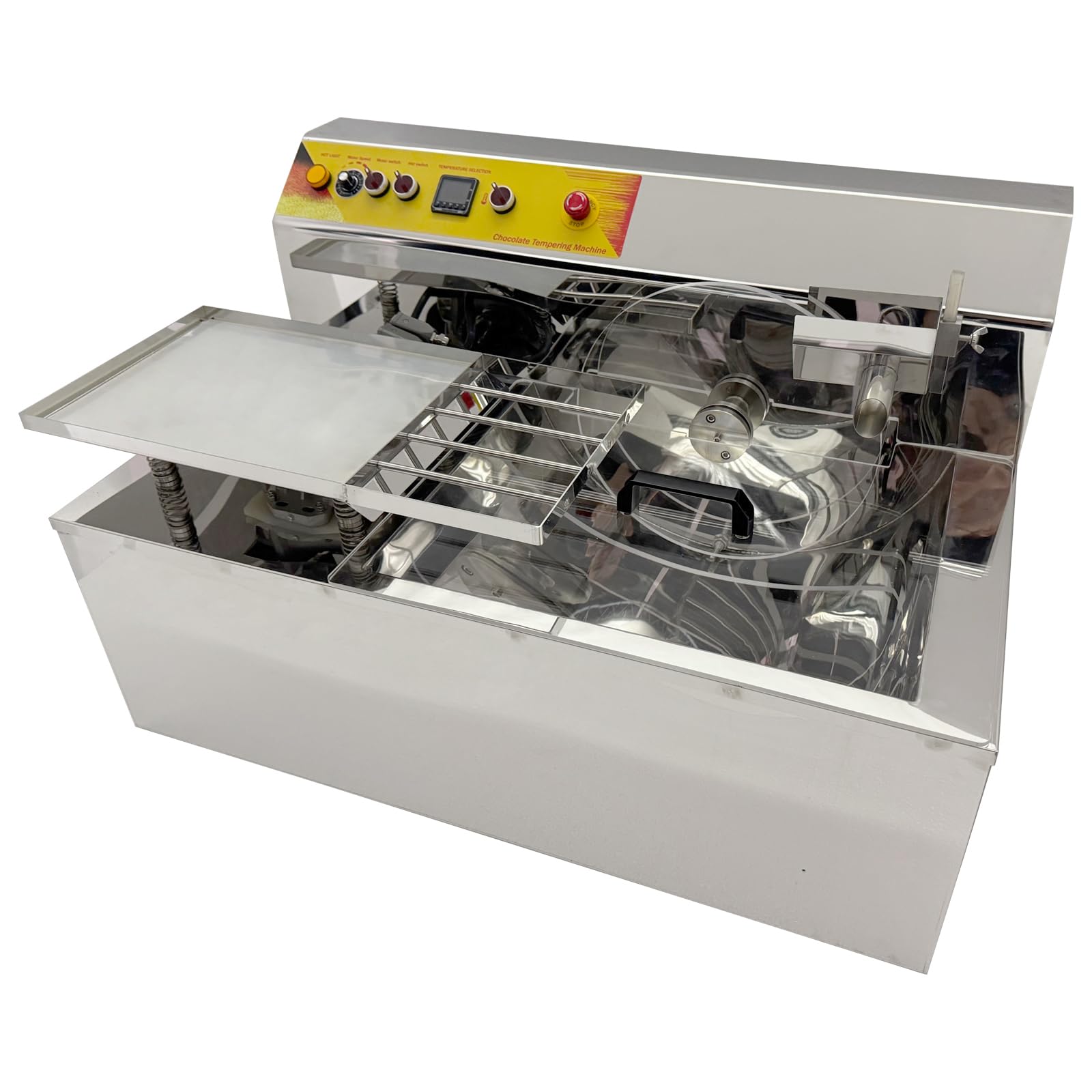 EQCOTWEA 6.2Gal Commercial Chocolate Melting Machine with Vibration Table, 304 Stainless Steel Melter No Air Bubbles for Bakeries, Dessert Shops & Candy Factories 1000W 110V
