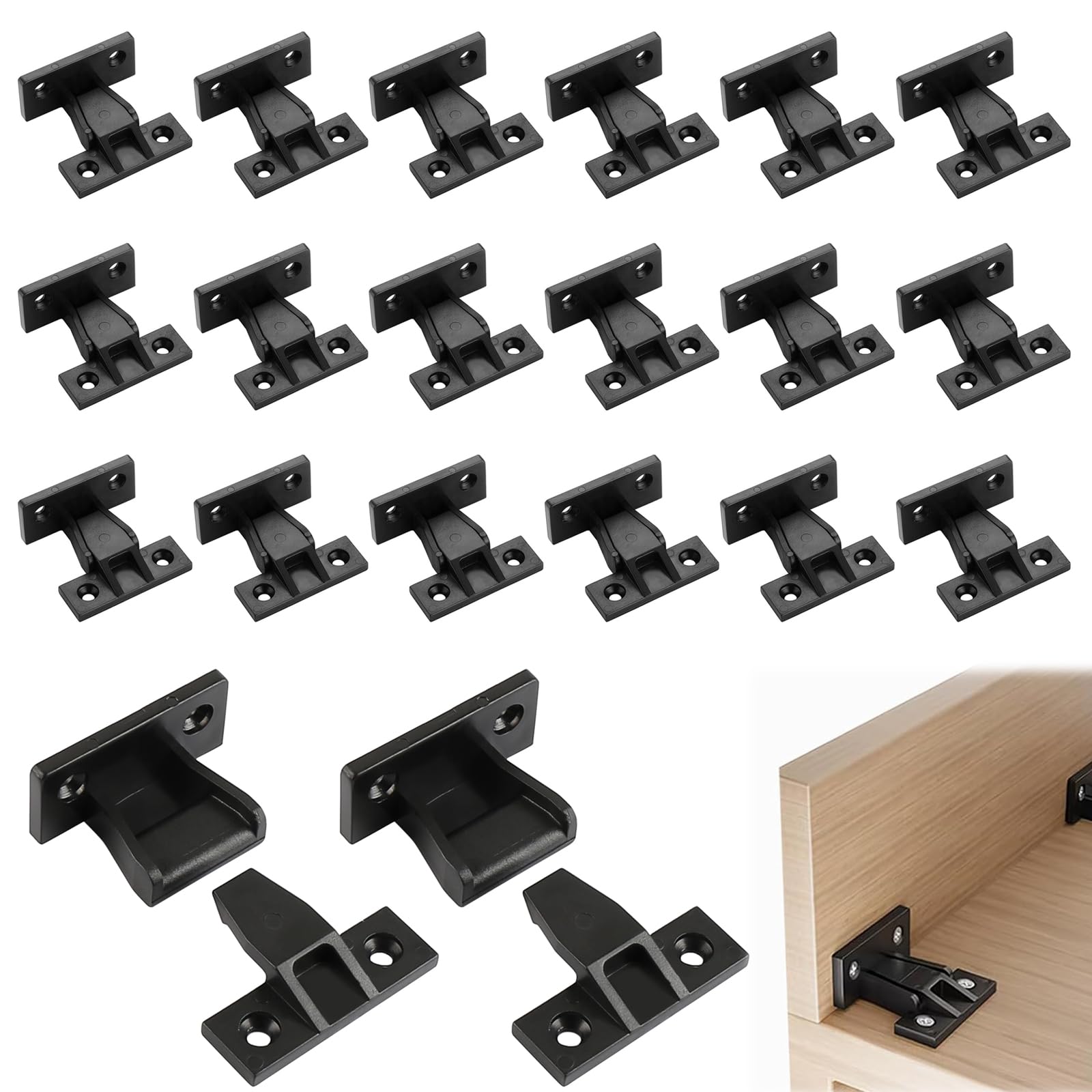 Ymtwsry Black 20 Pcs Bath Panel Clips, Push In Plinth Fasteners Fittings Press Fit Panel Clip Quick Fitting Furniture Panel Board Connector For Kitchen Cabinets Wardrobe